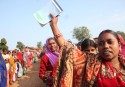 Local people from Mahan, India, protest against a proposed coal mine.