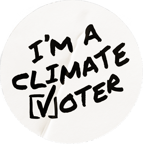 Sticker that says 'I am a climate voter'