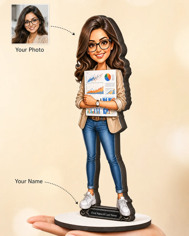Machine Learning Engineer (Female) figurine — custom personalized Business gift, premium wood 8 inches