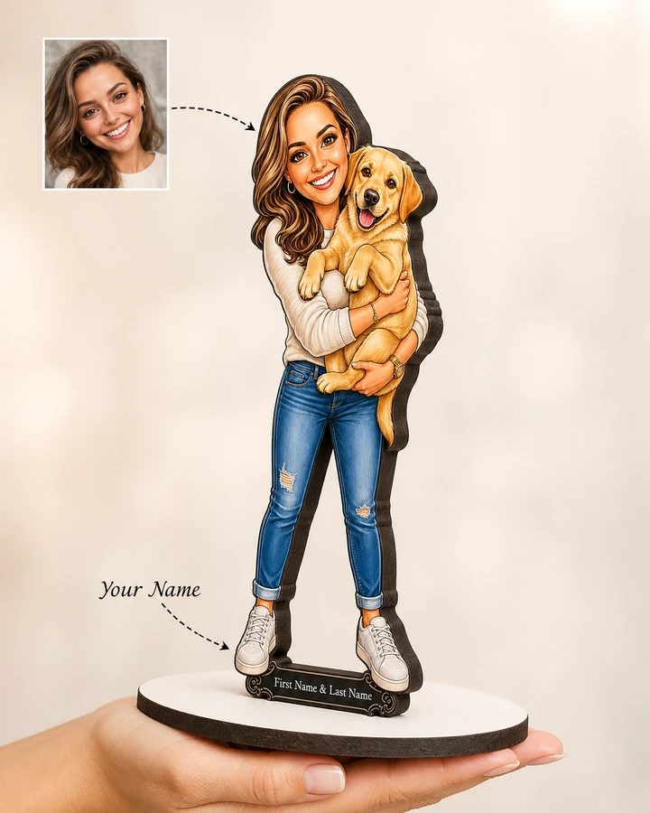Labrador Owner (Female) figurine — custom personalized Pets gift, premium wood 8 inches