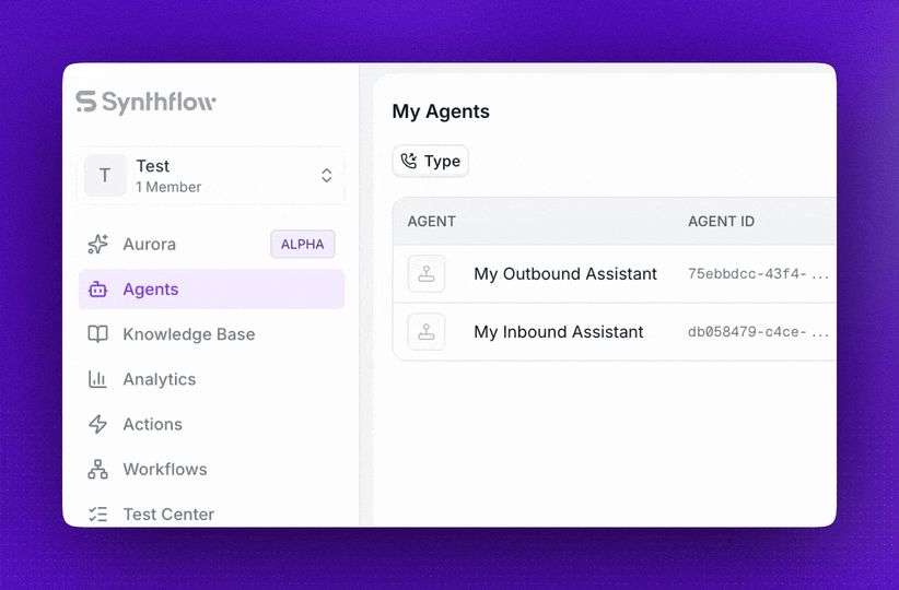 Faster app navigation in Synthflow