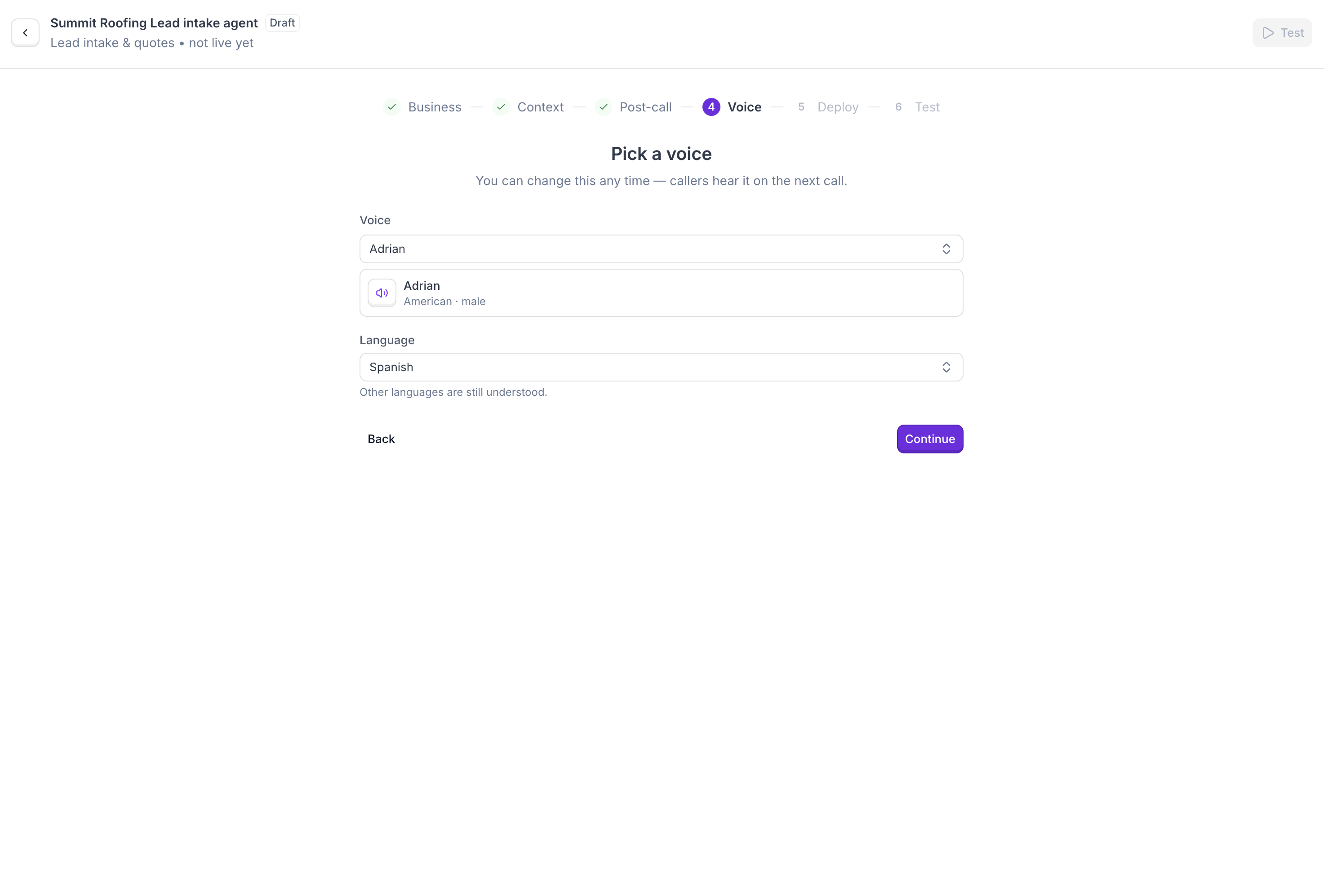Voice step: voice and language