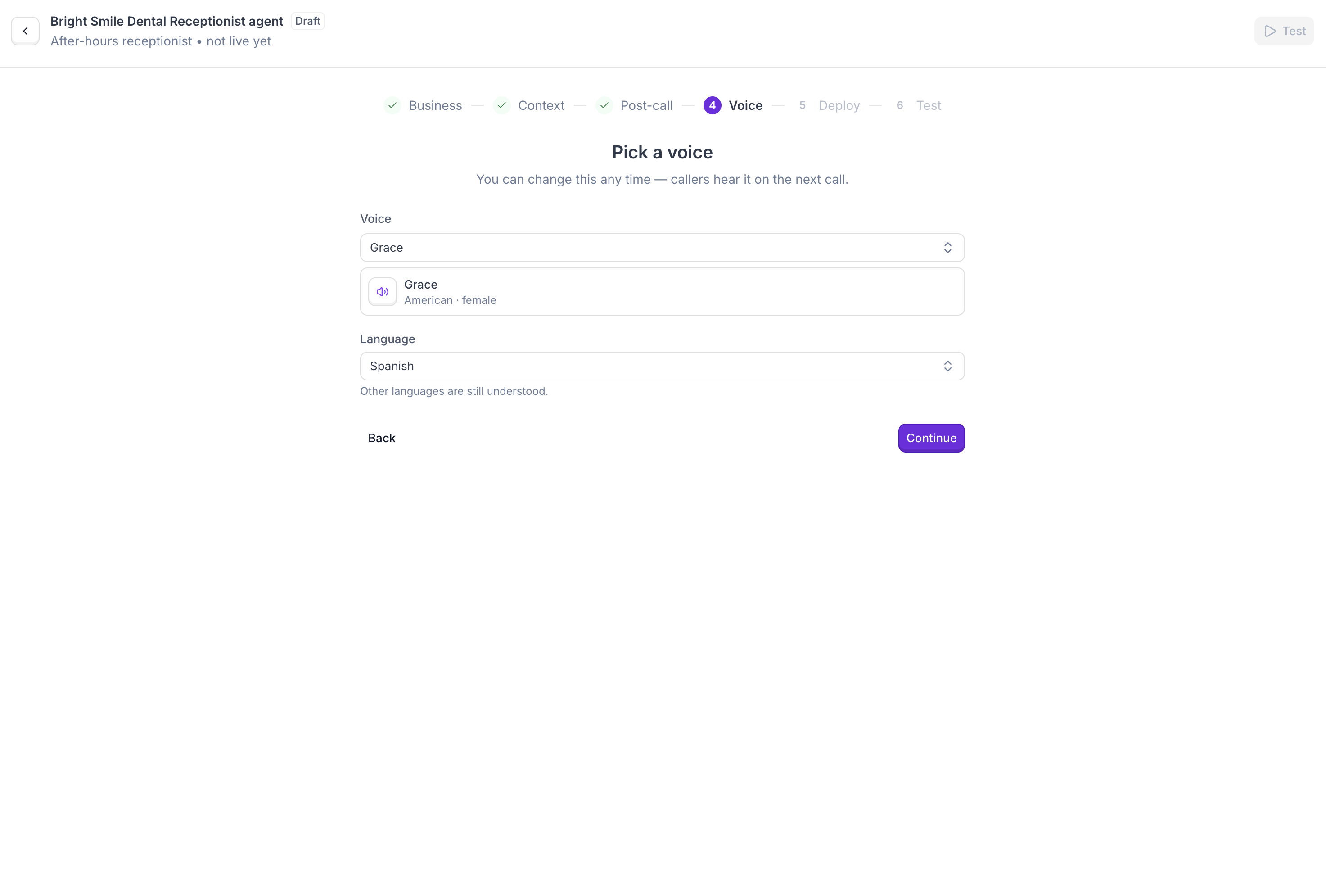 Voice step: voice and language