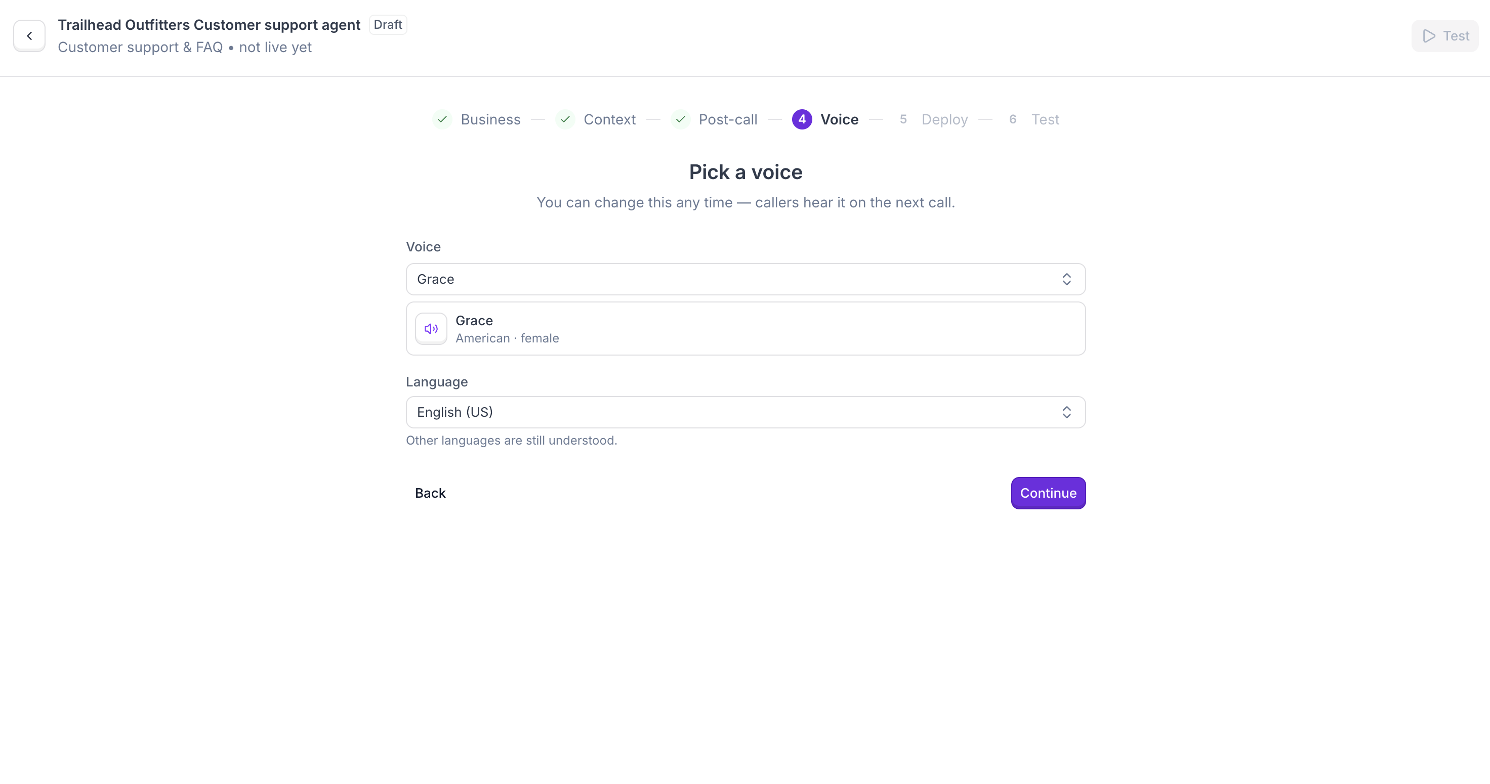 Voice step: voice and language