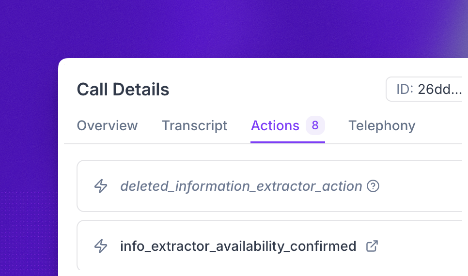 Deleted action shown in call history