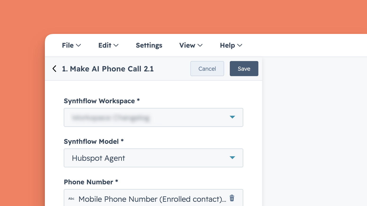 Manual HubSpot enrollment for a Synthflow phone call