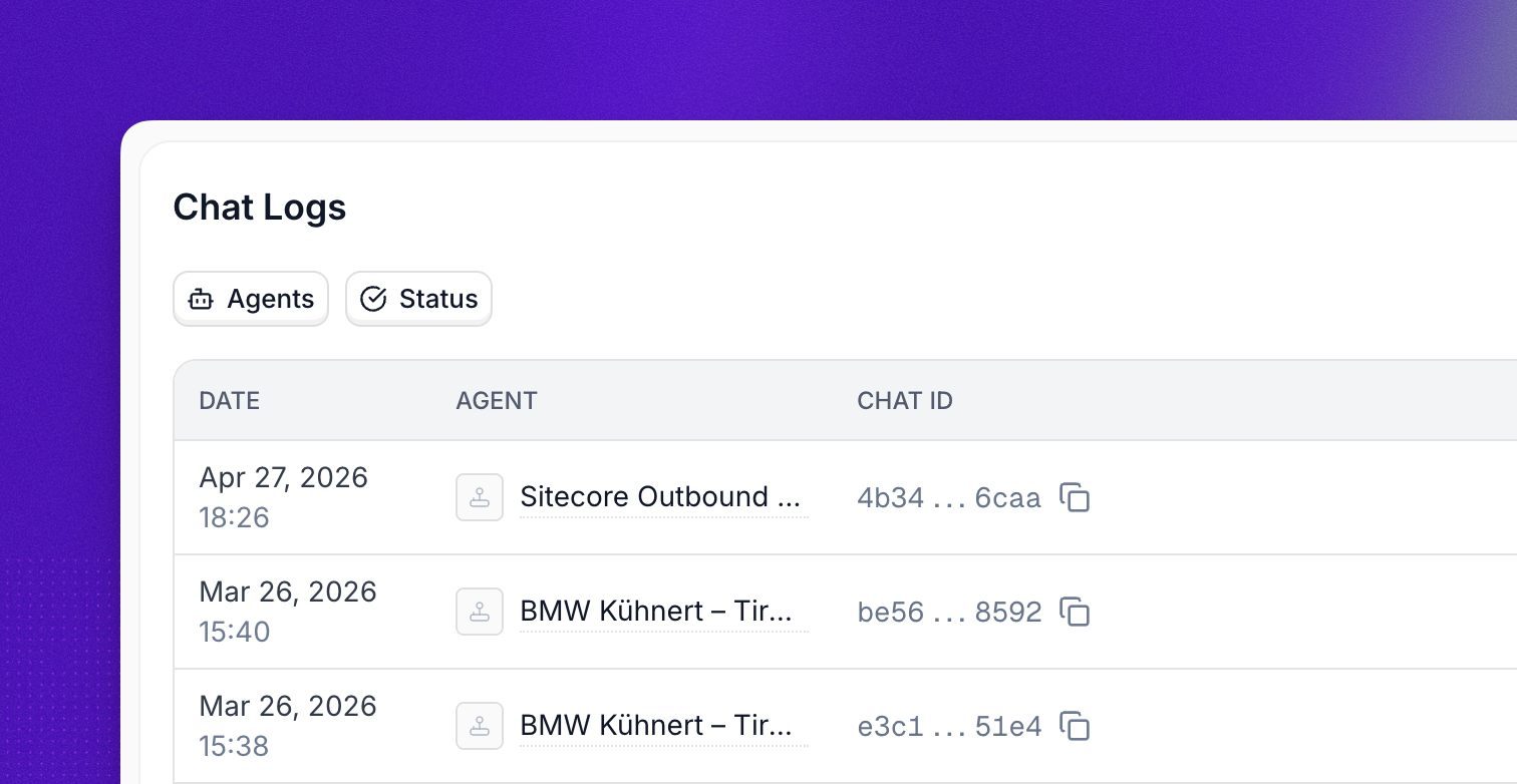 Chat details drawer with overview, transcript, and actions