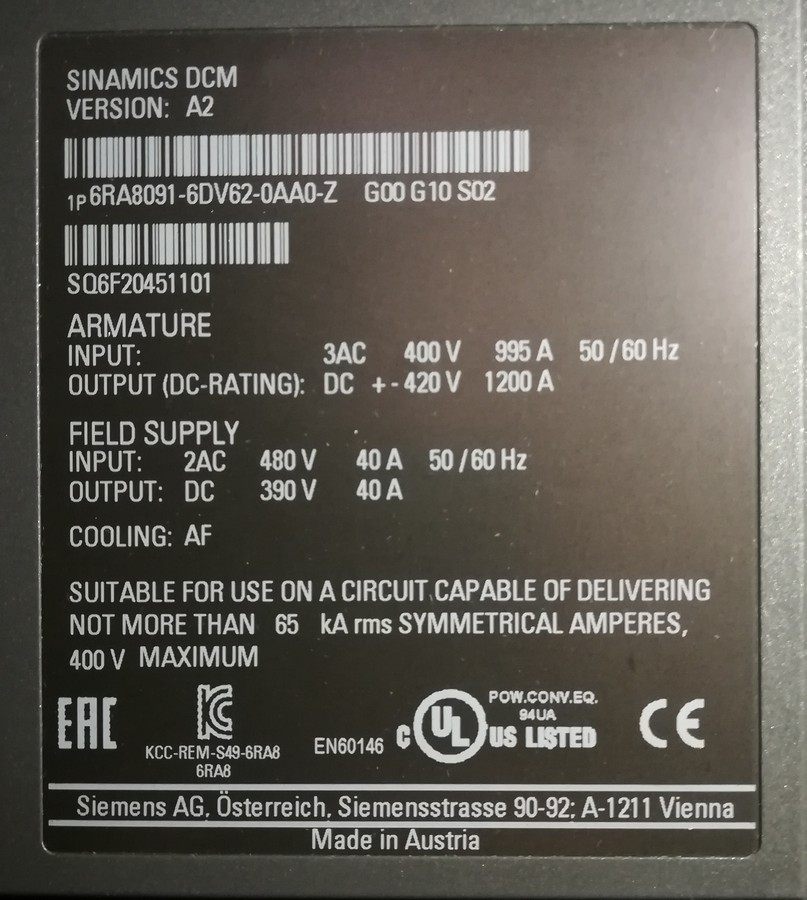 GWS Parts - 6RA8091-6DV62-0AA0-Z Siemens sinamics dc GWS Parts - 6RA8091-6DV62-0AA0-Z Siemens sinamics dc