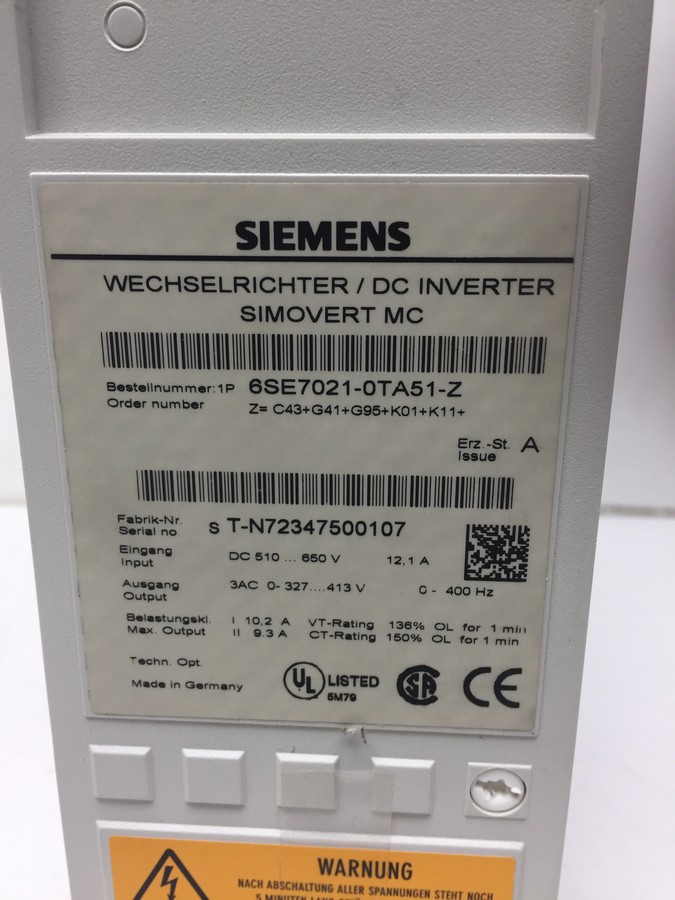 GWS Parts - 6SE7021-0TA51-Z Siemens dc inverter for MAN GWS Parts - 6SE7021-0TA51-Z Siemens dc inverter for MAN