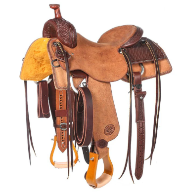NRS Competitor Series Heavy Oil 1/4 Breed Basket Stamped Ranch Cutter Saddle