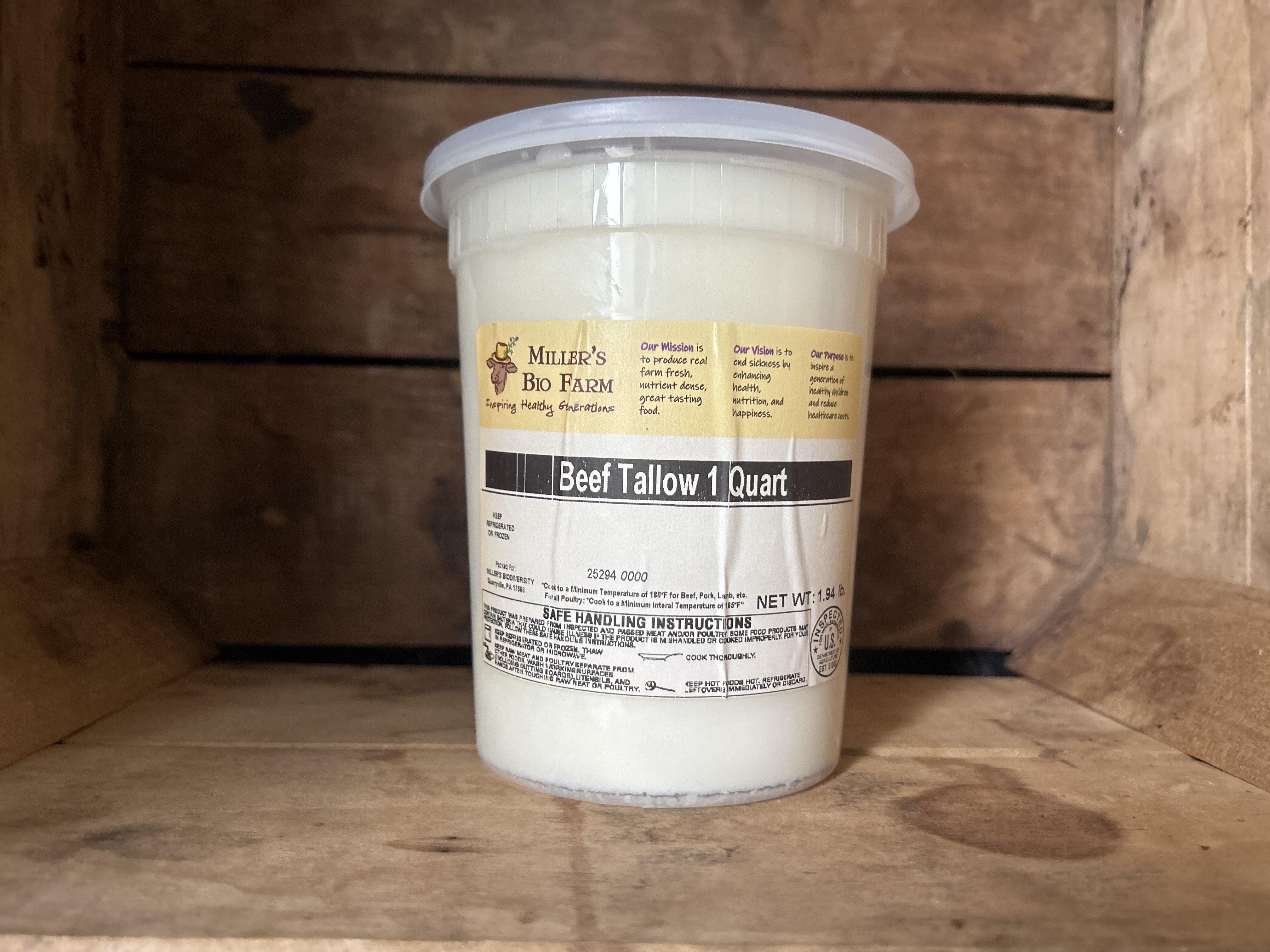 1 quart- Beef Tallow (Plastic)