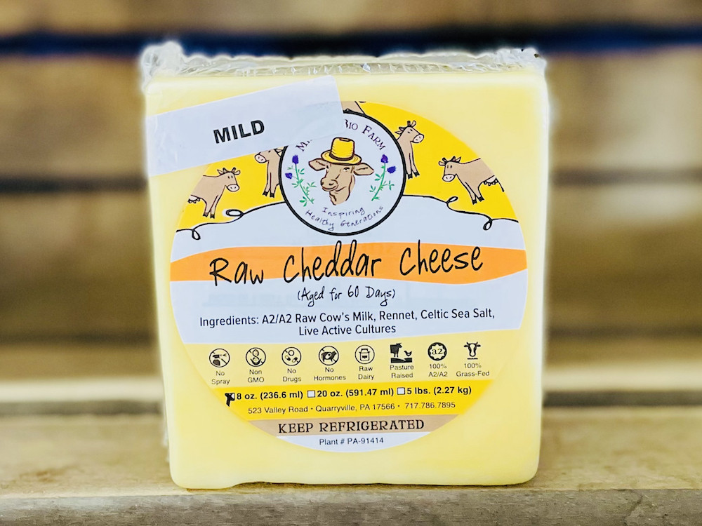 6 pack - 8oz Raw Mild A2/A2 Cheddar Cheese