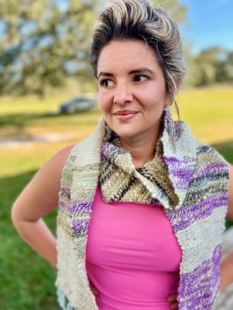 Sage & Purple Handspun Scarf