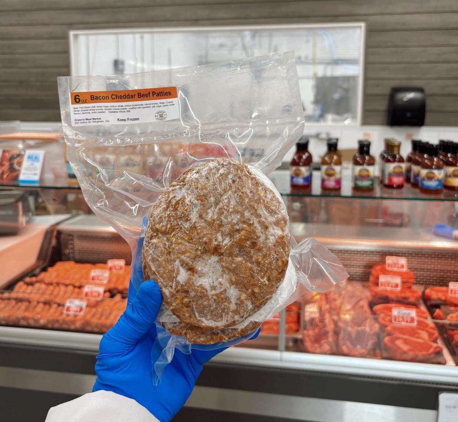 Bacon Cheddar 6oz Beef Patties - 12lb Box