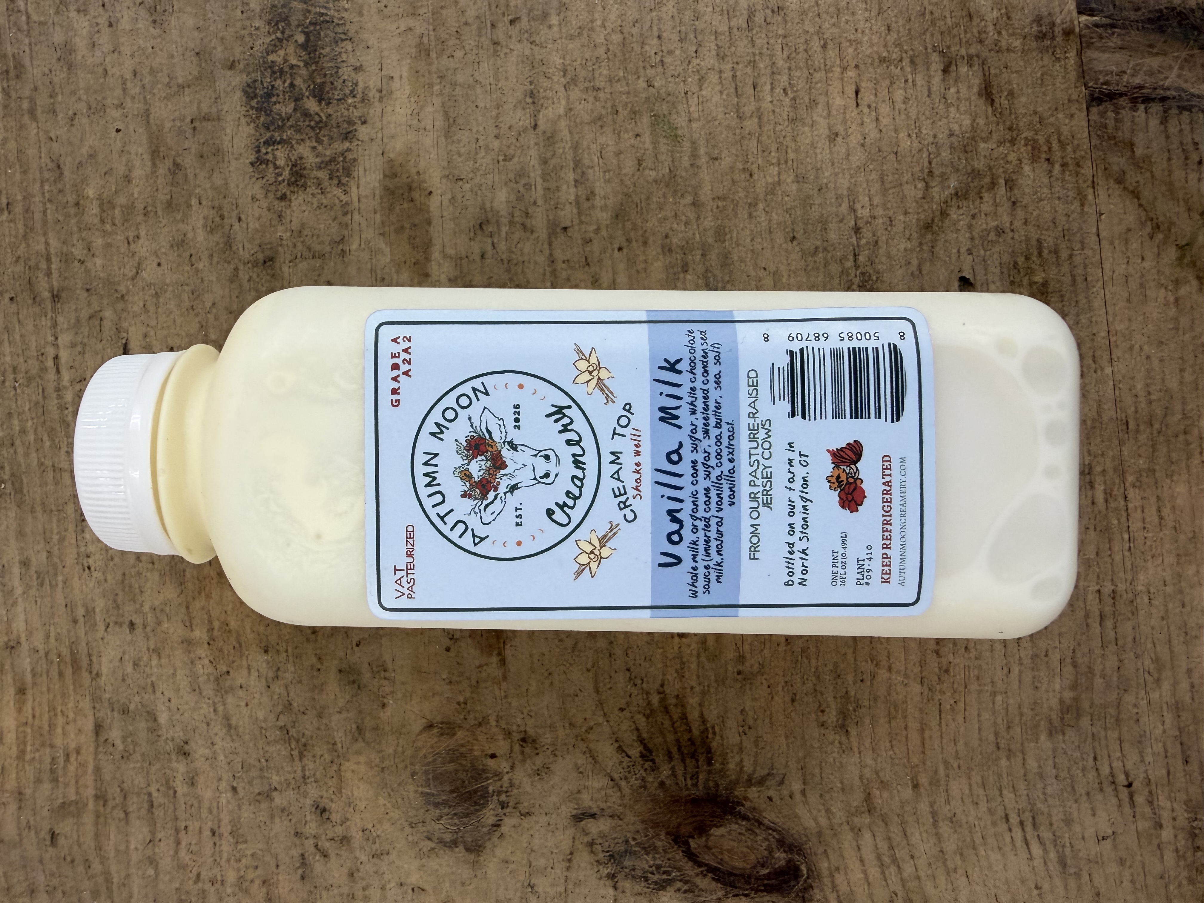 Autumn Moon Creamery - A2 Cream Top Vanilla Milk - Pint