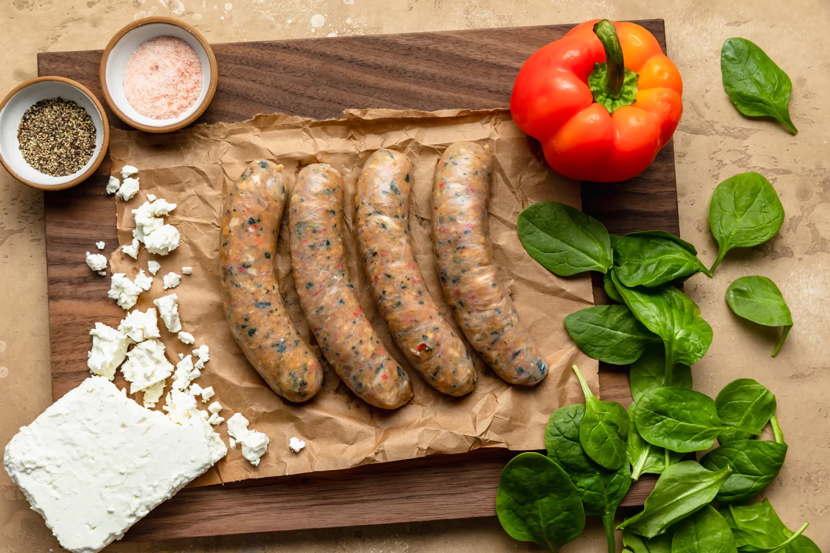 Spinach, Roasted Red Pepper & Feta Sausage