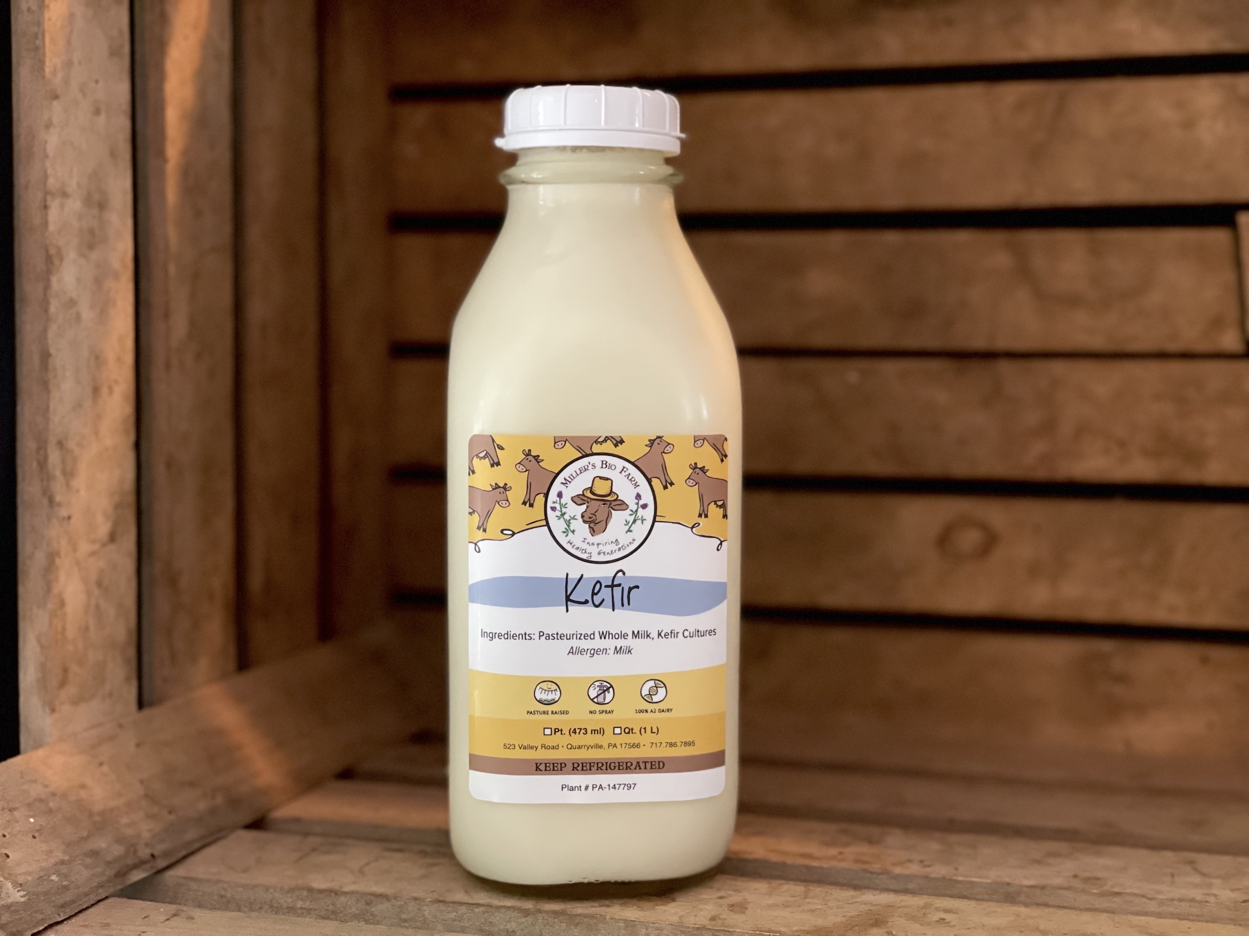 2 quarts - A2/A2 Cow Bursting Kefir (Glass)