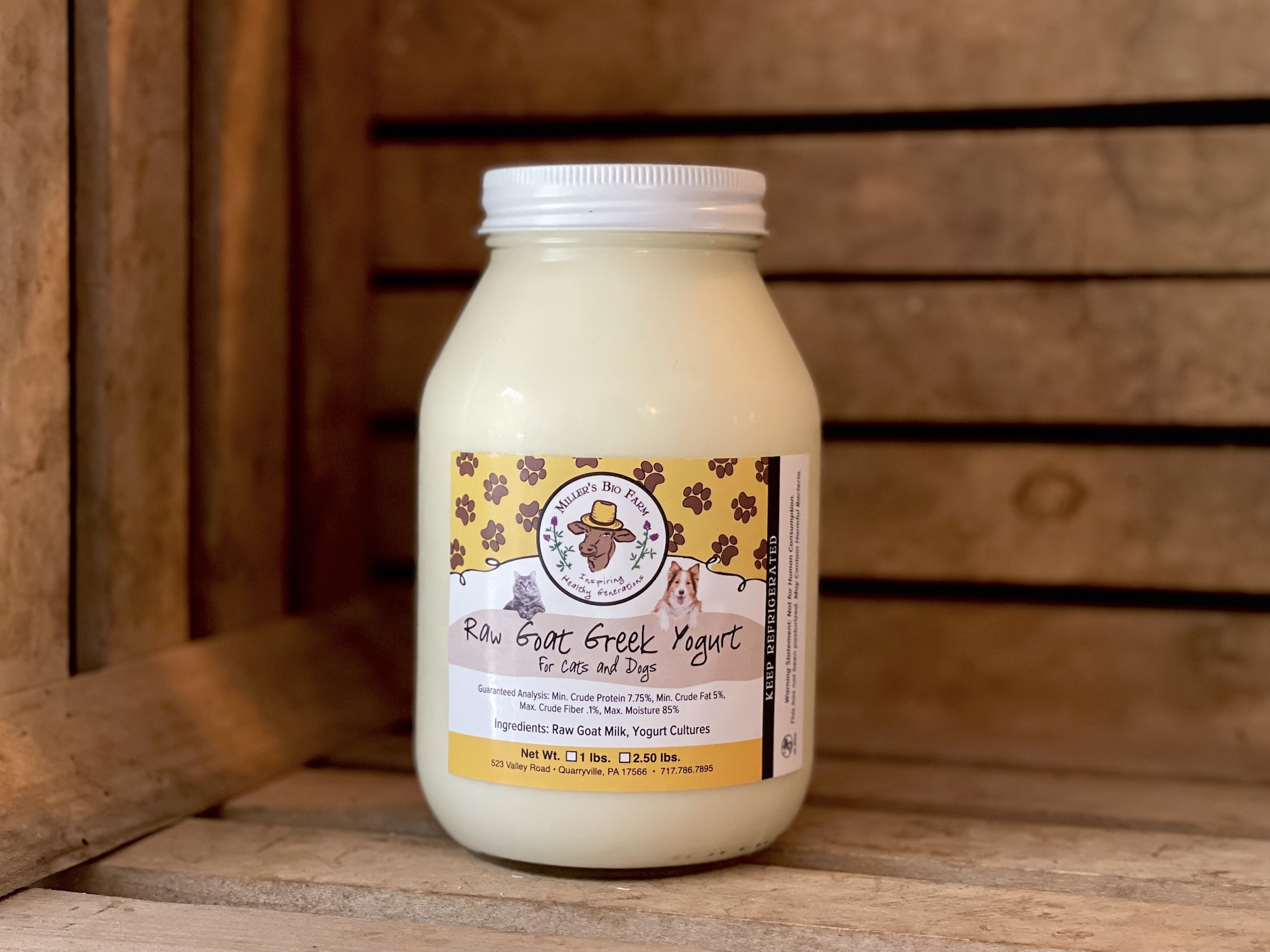 1 quart - Raw Plain Greek Goat Yogurt  (Glass)