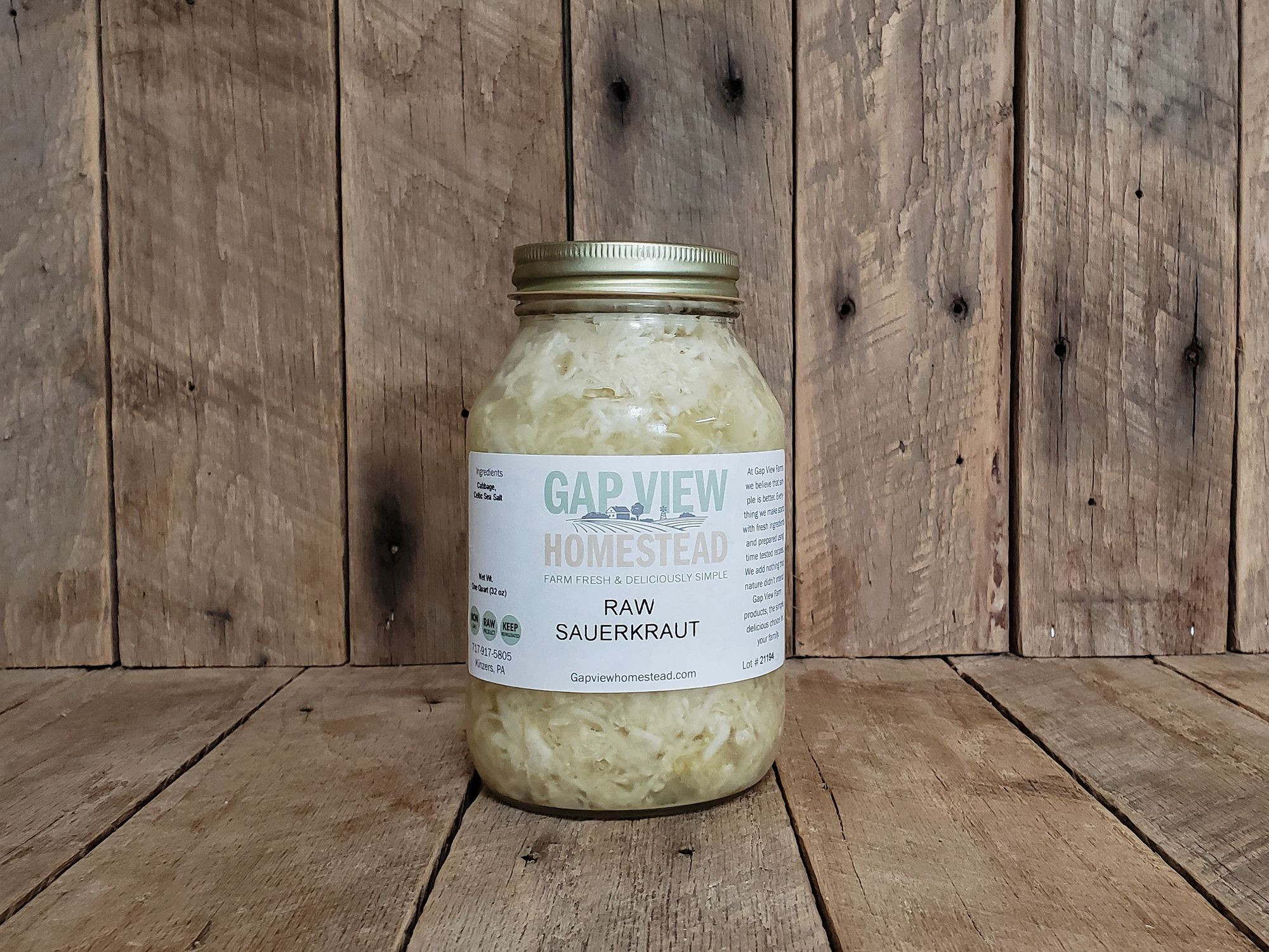 Quart Fermented Raw Sauerkraut