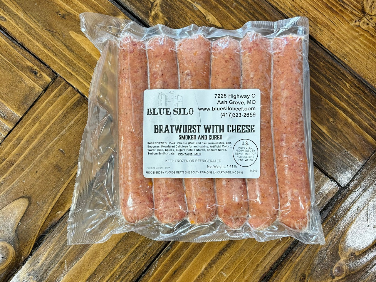 Pork Cheesy Cheddar Brats (6 ct)