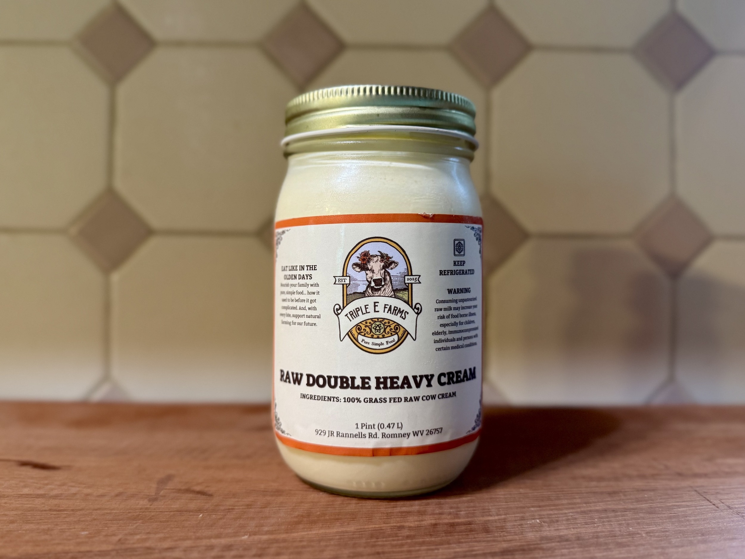 Raw Double Heavy Cream, 1 Pint in Glass (WV ONLY)
