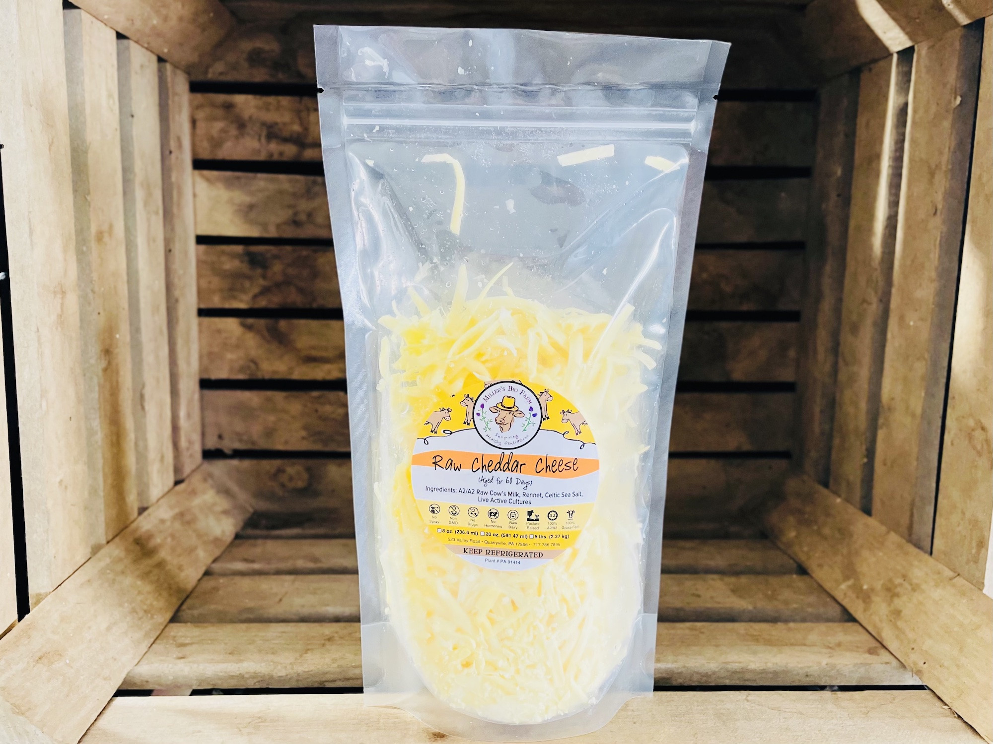3 pack - 8oz Raw Shredded A2/A2 Cheddar Cheese