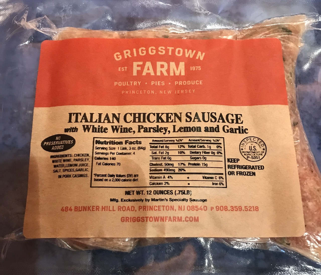 White wine, Parsley, & Garlic Chicken Sausage