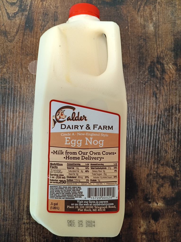Calder Dairy Egg Nog Half Gallon
