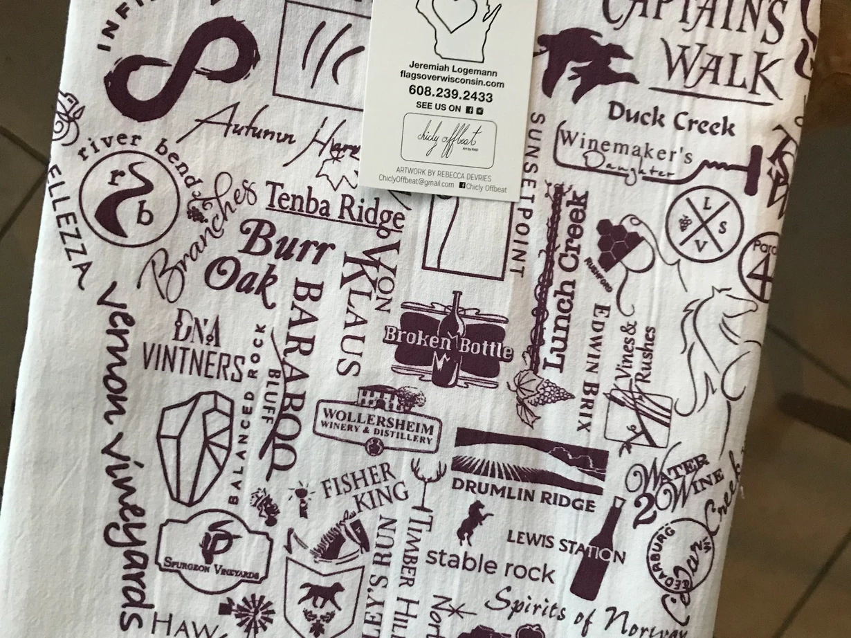 Wineries of Wisconsin Dish Towel