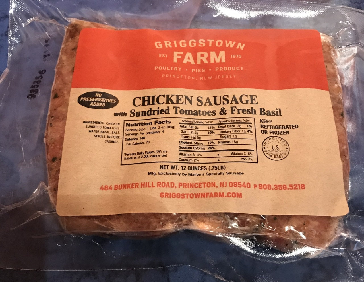 Sun-dried Tomato & Basil Chicken Sausage
