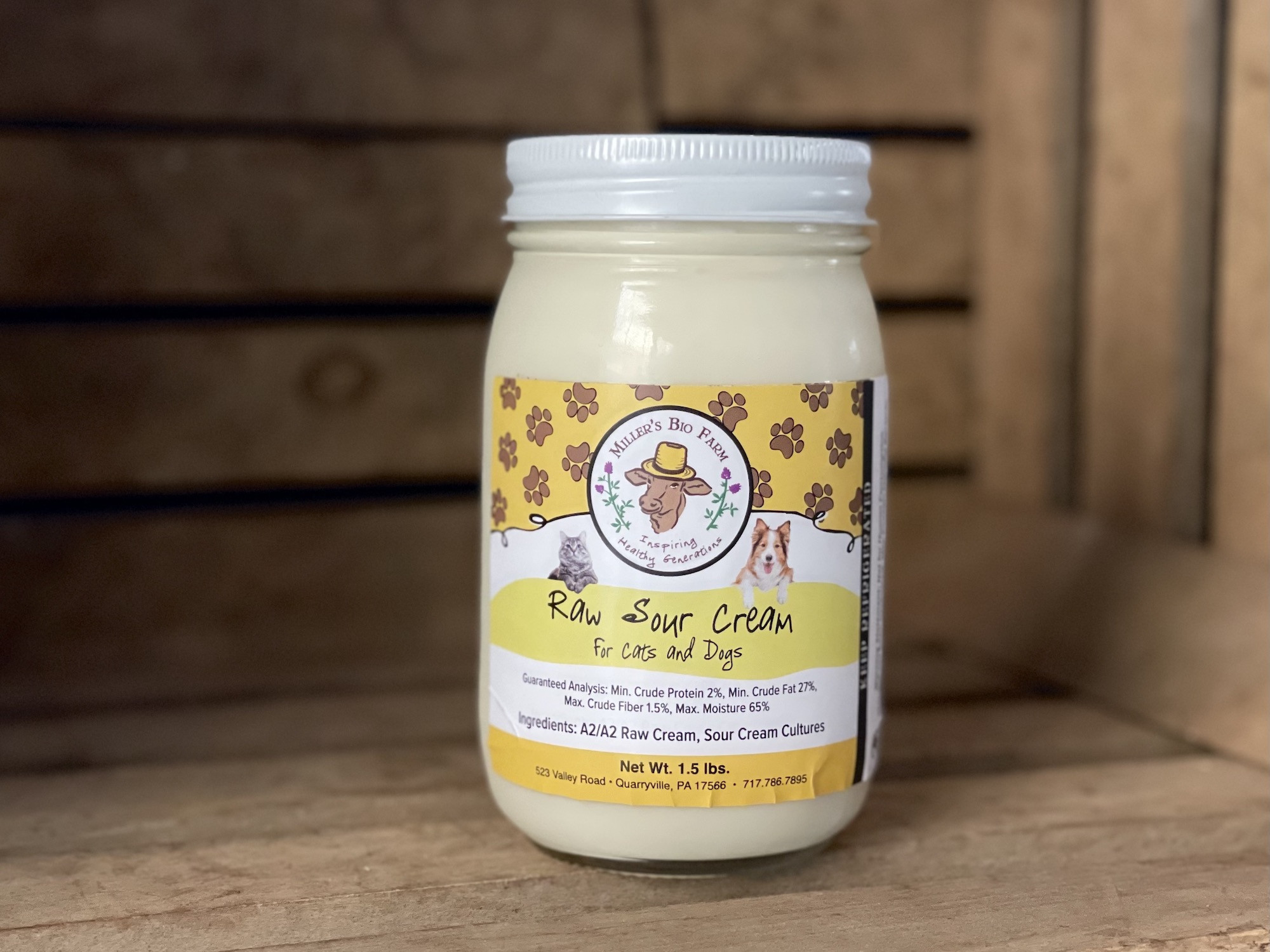 2 pints - Raw A2/A2 Sour Cream (Glass)