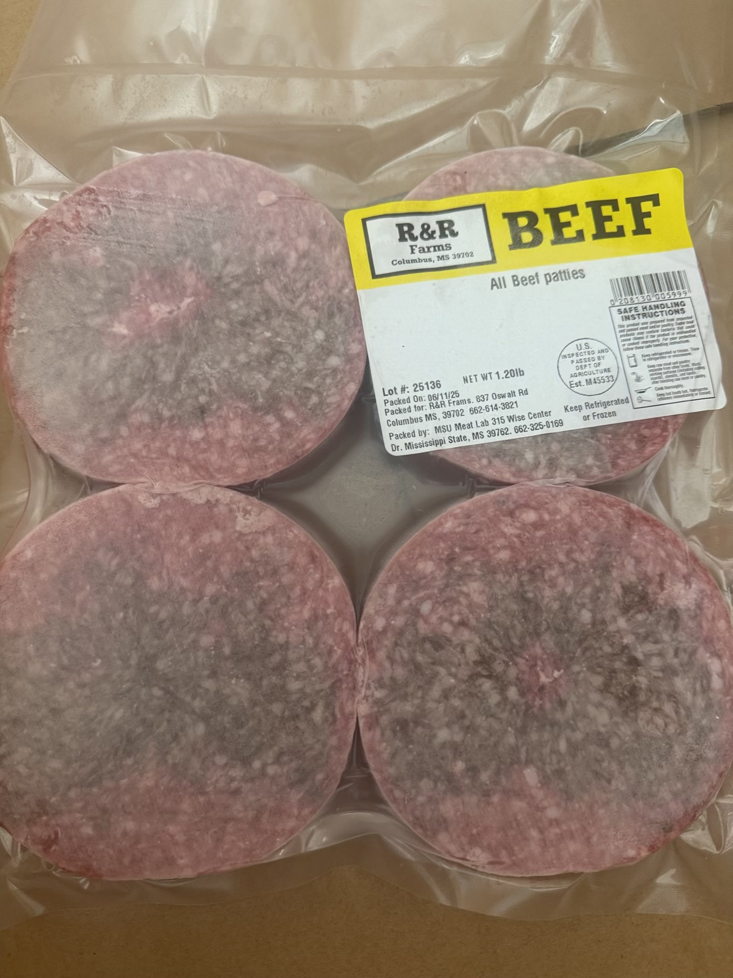 1/4 pound ground beef patties