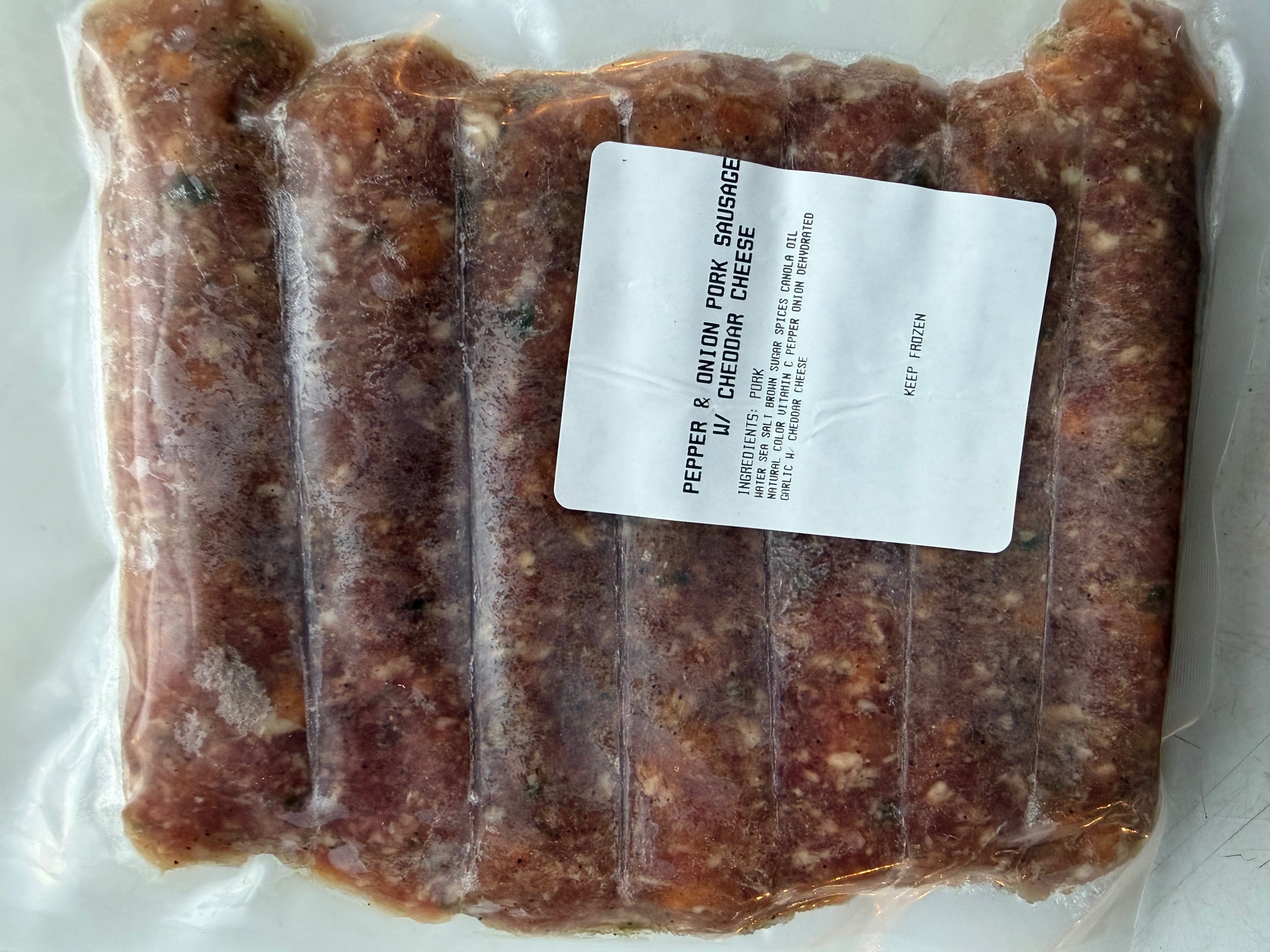 Pork Pepper and Onion with Cheddar Sausage