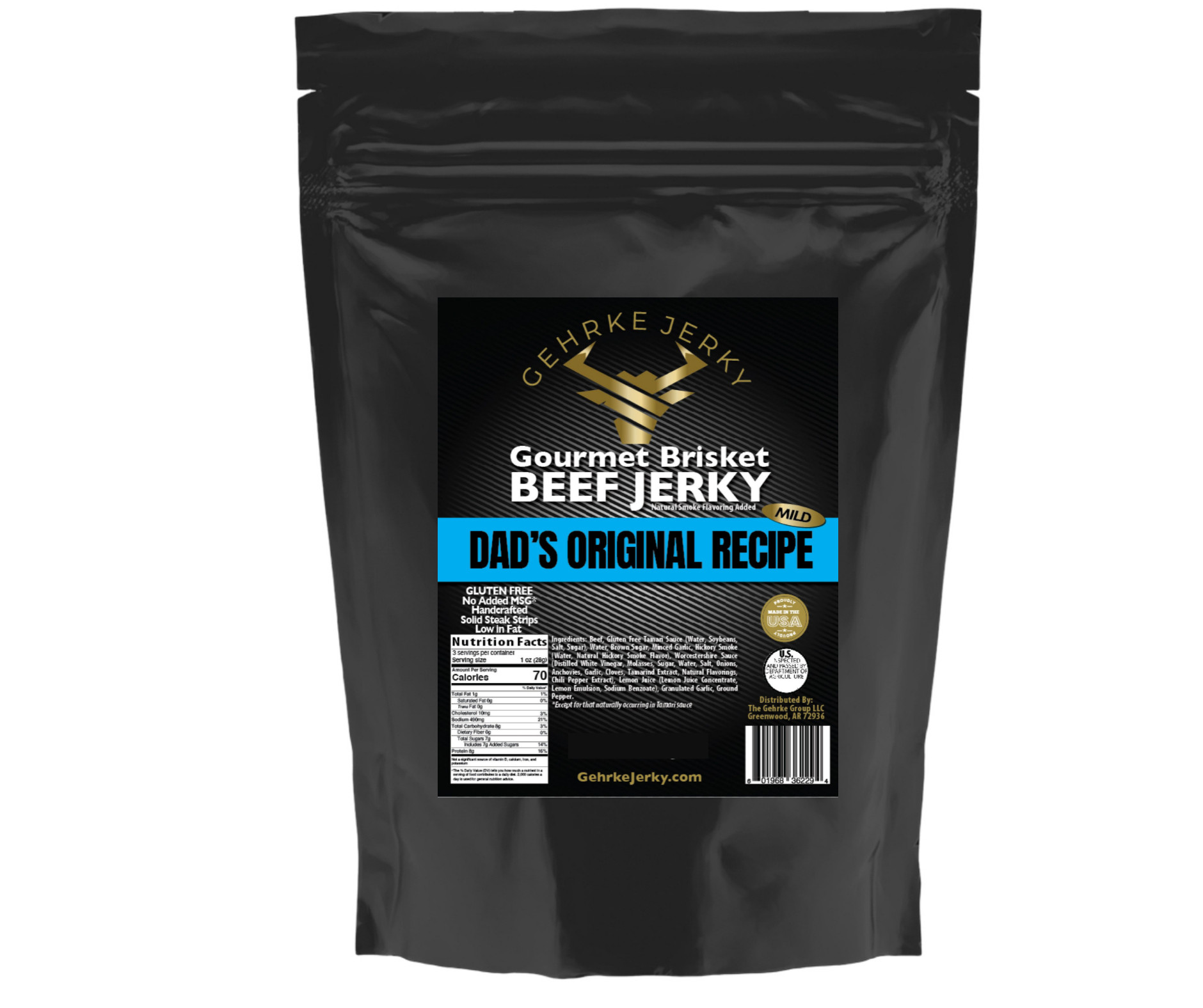 GEHRKE JERKY DAD'S ORIGINAL RECIPE - GET A SAMPLE BAG TO TRY  - GOURMET 100% PREMIUM BEEF BRISKET JERKY 1 OZ