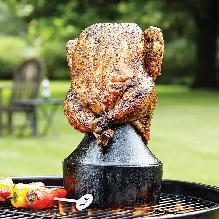 Outset Cast Iron Beer Can Chicken Holder and Flavor Infuser