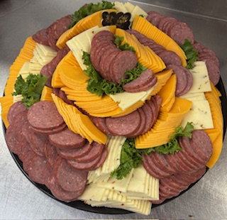 SUMMER SAUSAGE & CHEESE TRAY FEEDS 50-60 PEOPLE 6 LB SUMMER SAUSAGE, 4 LB CHEDDAR & 2 LBS JAL  CH