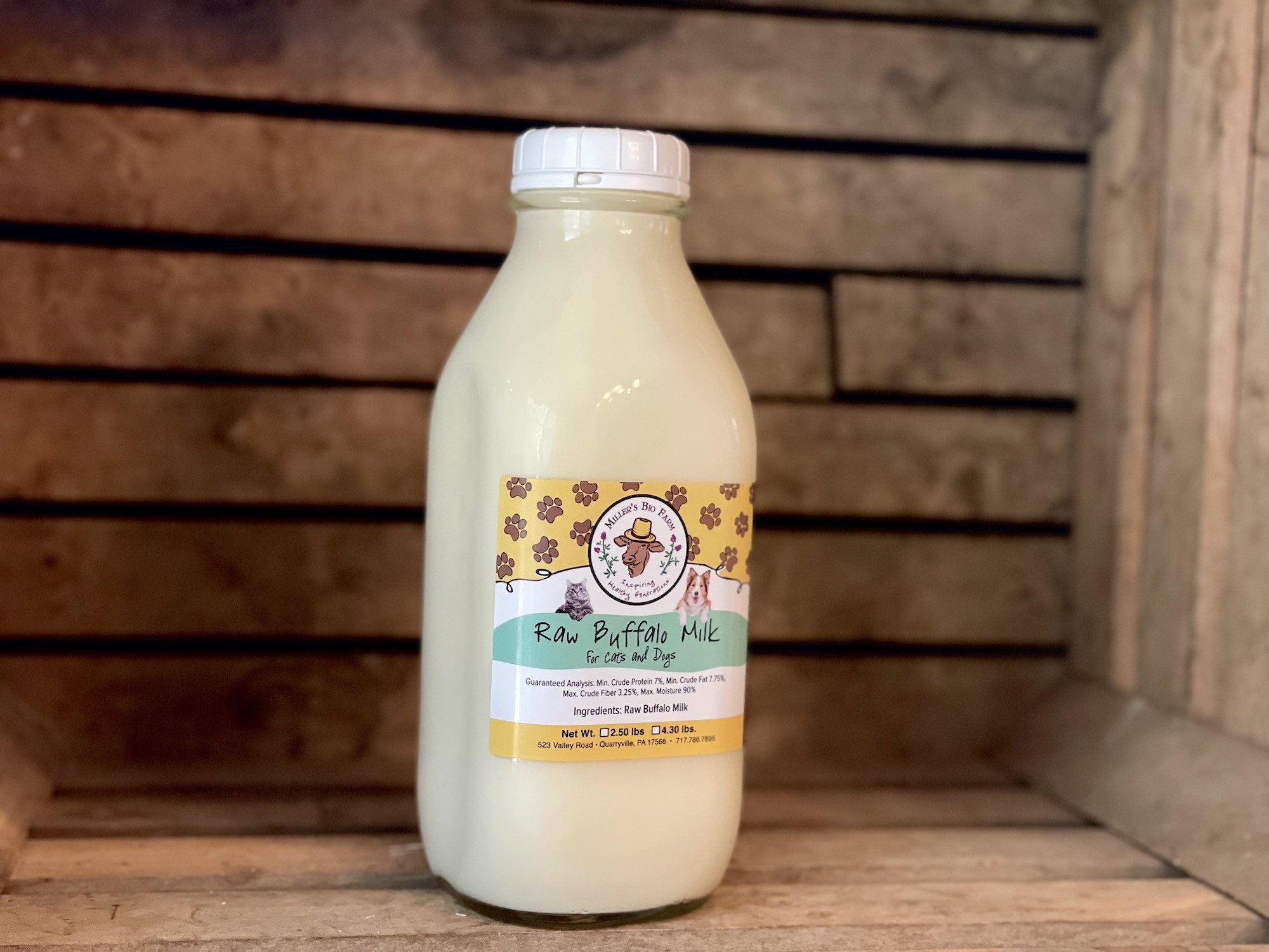 1 quart - Raw Buffalo Milk  (Glass)