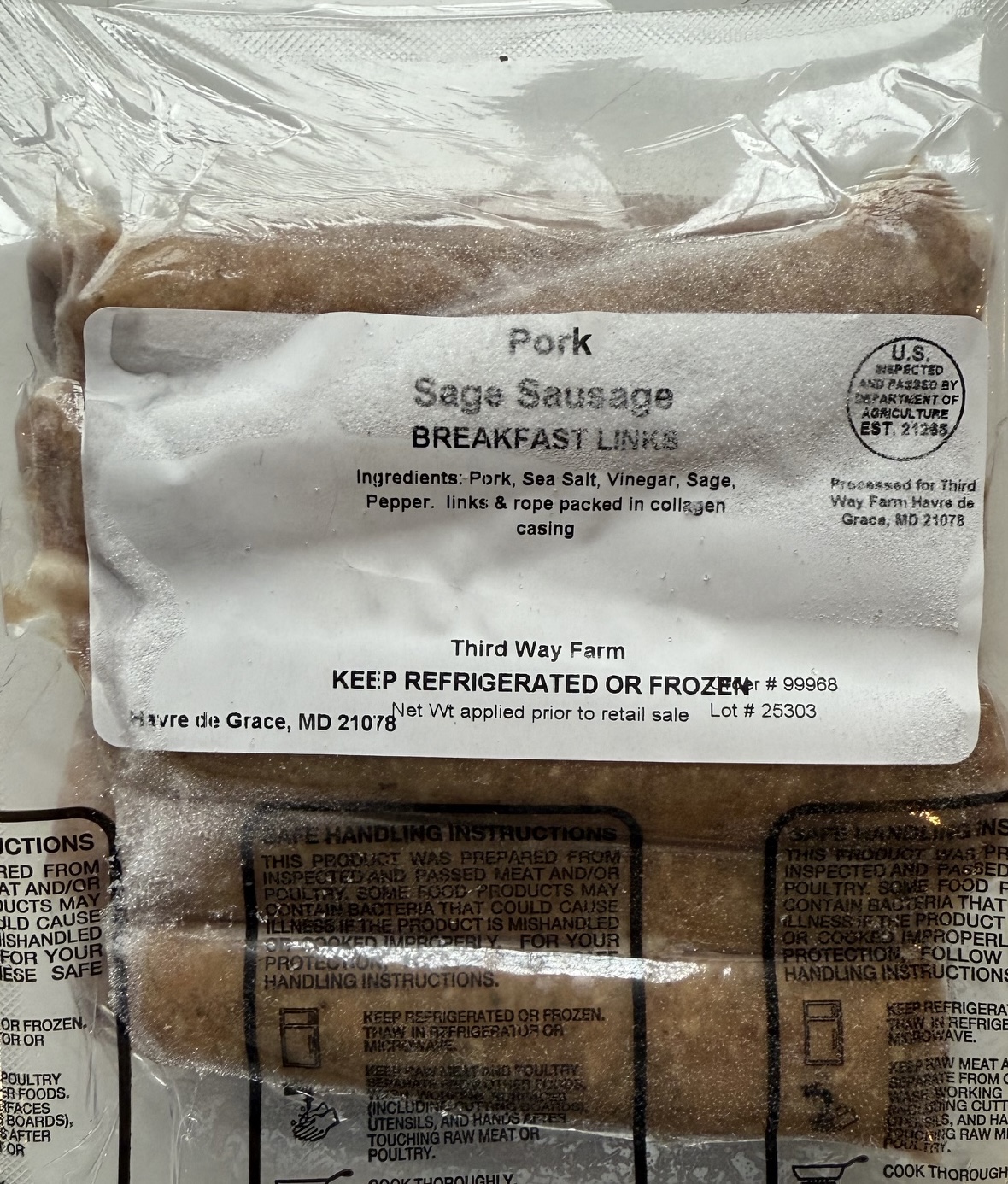 Sage Pork Sausage Breakfast Links