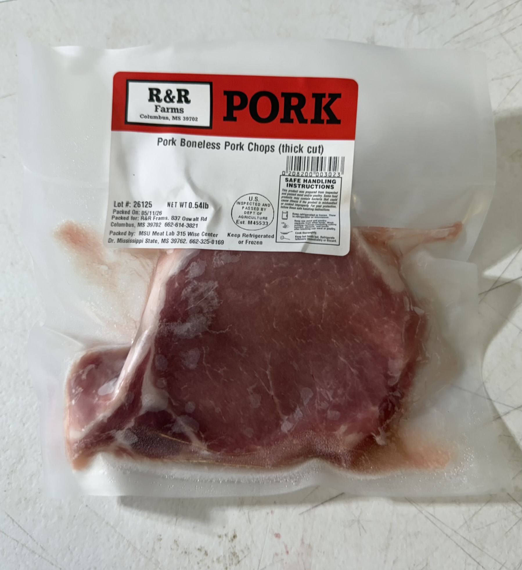 Boneless pork chop