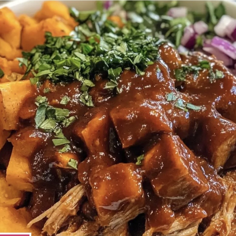 1 serving BBQ Pulled Pork Sweet Potato Bowl w. coleslaw