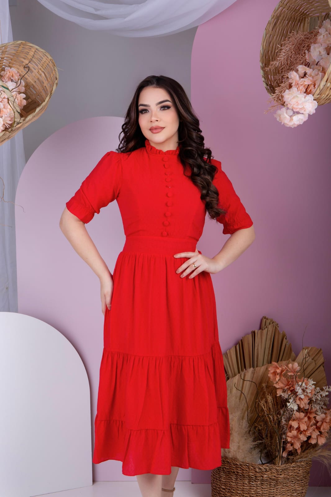 Vestido Midi Com Lastex Nas Costas
