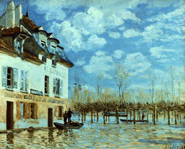 Boat in the Flood at Port-Marly (Alfred Sisley)