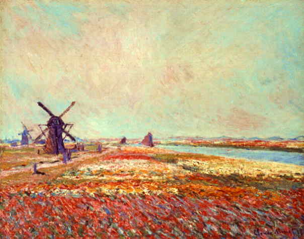 Bulbfield and Windmill Near Leyden (Claude Monet)