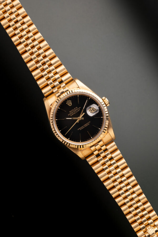 1991 Rolex 16238 Yellow Gold Black Dial Datejust Unpolished