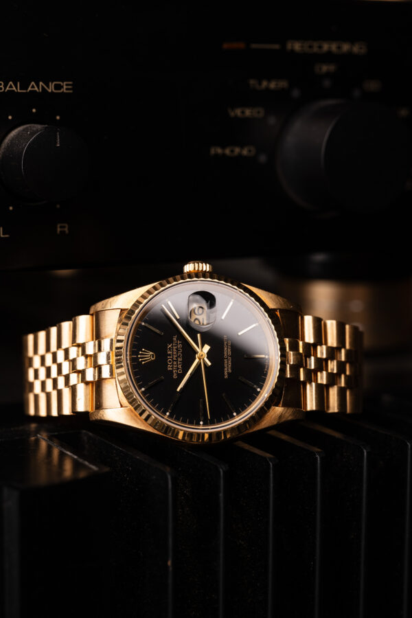 1991 Rolex 16238 Yellow Gold Black Dial Datejust Unpolished