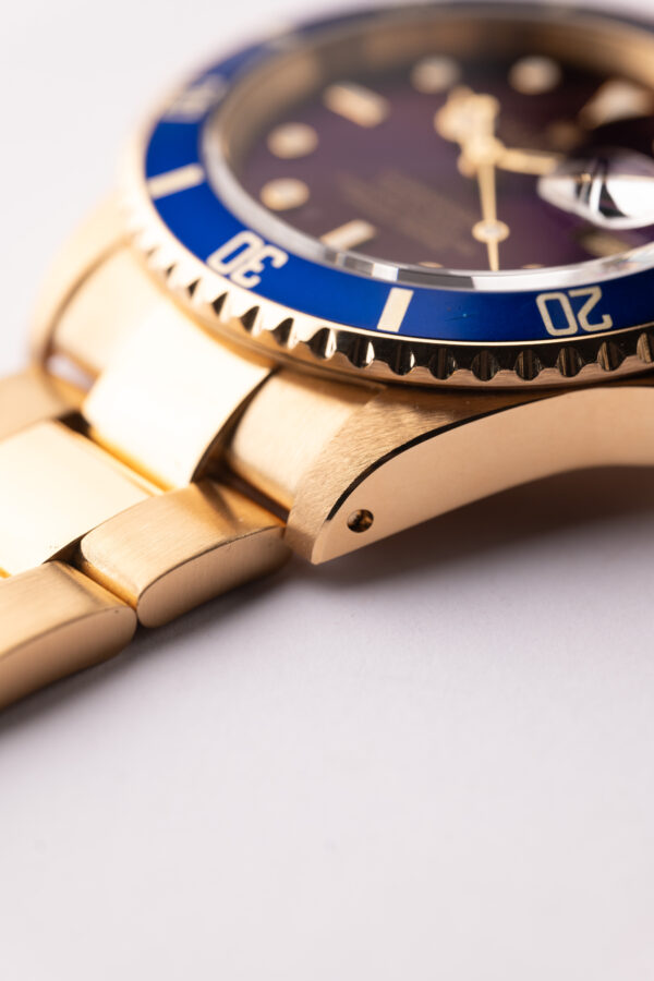 1991 Rolex 16618 Violet Dial Yellow Gold Submariner