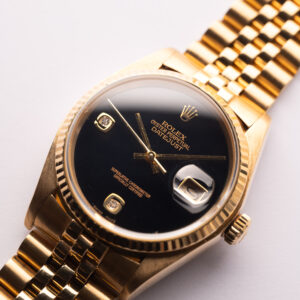 1980 Rolex 16018 Yellow Gold Onyx Diamond Dial Datejust - Image 3