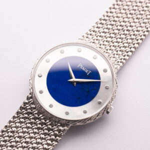 1960's Piaget 924 Mother of Pearl & Lapis 18k White Gold Dancer - Image 3