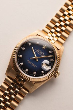 1979 Rolex 16018 Yellow Gold Blue Vignette Diamond Datejust W/Paper - Image 3