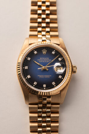 1979 Rolex 16018 Yellow Gold Blue Vignette Diamond Datejust W/Paper - Image 4